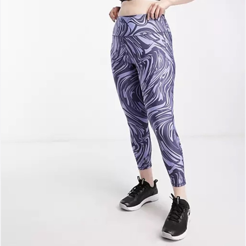 Under Armour Compression High Rise Ankle Leggings NEW 2X Blue Purple Marble